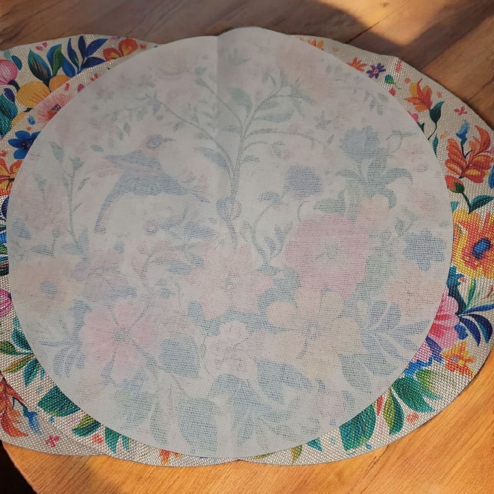 Floral LINEN PRINT Round Placemats 4PCS - Picture 2 of 5